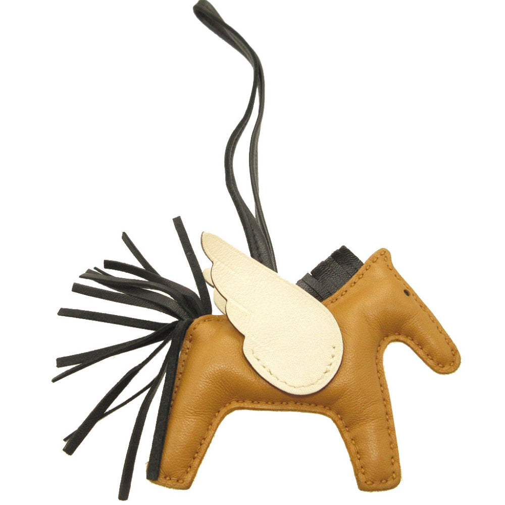 美品 エルメス ロデオペガサスPM Z刻印(2021年製) アニューミロ チャイ ブラック ナタ バッグチャーム キーホルダー 0080【中古】HERMES