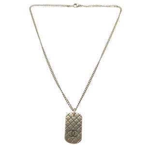 シャネル マトラッセ ココマーク プレート 05P メタル シルバー ネックレス 0083【中古】CHANEL