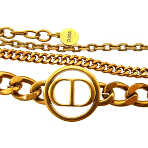 新品同様 クリスチャンディオール 3連 チェーン CDロゴ メタル ゴールド チョーカー ネックレス 0087【中古】Christian Dior