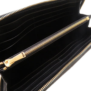 美品 ボッテガヴェネタ イントレチャート レザー ブラック 長財布 財布 黒 0100 【中古】 BOTTEGAVENETA