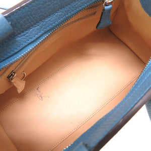 モワナ ポリーヌ ポーリーヌ レザー ブルー 2WAYハンドバッグ バッグ 青 0107 【中古】 MOYNAT