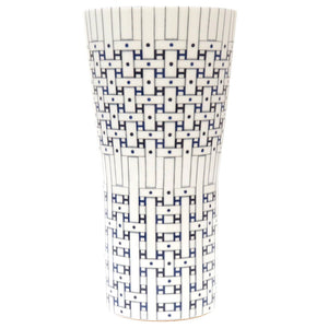 未使用 エルメス Canopee Le Son du H vase medium model 花瓶 ポーセリン コルク ブルーアンクル ホワイト インテリア 0118 【中古】 HERMES