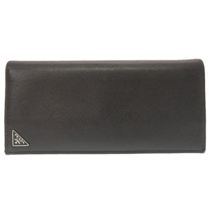 プラダ サフィアーノレザー ブラック 三角プレート 2MV836 長財布 財布 黒 0127 【中古】 PRADA メンズ