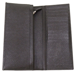 プラダ サフィアーノレザー ブラック 三角プレート 2MV836 長財布 財布 黒 0127 【中古】 PRADA メンズ