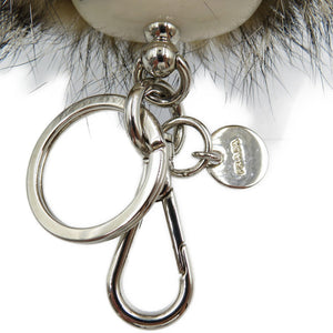 未使用 プラダ トリック ロボット 1TR038 モヘア シルバー金具 ベージュ キーホルダー バッグチャーム 0128【中古】PRADA