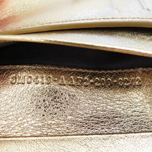 新品同様 フェンディ 8M0419 レザー ゴールド金具 ゴールド 二つ折り財布 ミディアム ウォレット 0132【中古】FENDI