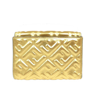 新品同様 フェンディ 8M0419 レザー ゴールド金具 ゴールド 二つ折り財布 ミディアム ウォレット 0132【中古】FENDI