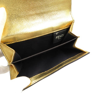 新品同様 フェンディ 8M0419 レザー ゴールド金具 ゴールド 二つ折り財布 ミディアム ウォレット 0132【中古】FENDI