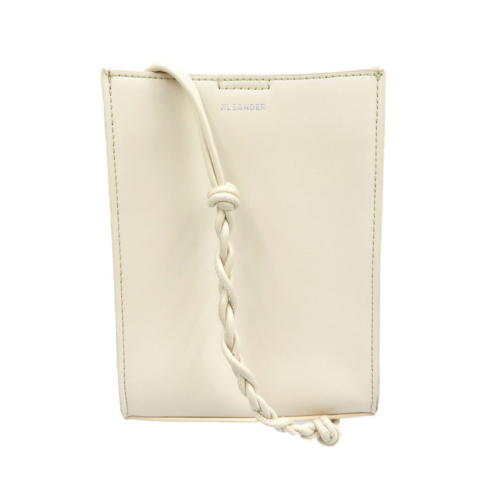 未使用 ジルサンダー タングル レザー シルバー金具 クリーム ショルダバッグ 0133【中古】JIL SANDER