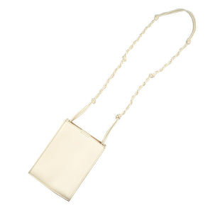 未使用 ジルサンダー タングル レザー シルバー金具 クリーム ショルダバッグ 0133【中古】JIL SANDER