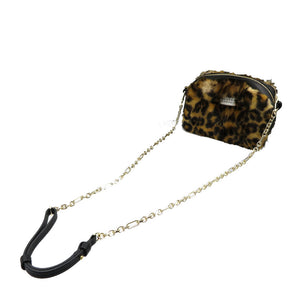 未使用 メゾンマルジェラ グラムスラム チェーンショルダーフェイクファー レザー ゴールド金具 レオパード ブラウン ショルダーバッグ 0134【中古】Maison Margiela