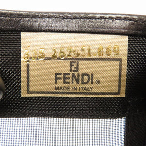 美品 フェンディ メッシュ ロゴ レザー ブラック トートバッグ バッグ 黒 0142 【中古】 FENDI