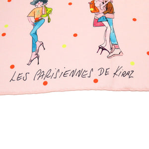 美品 エルメス カレ70 LES PARISIENNES DE KIRAZ パリジェンヌ シルク ピンク スカーフ 0143 【中古】 HERMES