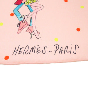 美品 エルメス カレ70 LES PARISIENNES DE KIRAZ パリジェンヌ シルク ピンク スカーフ 0143 【中古】 HERMES