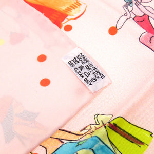 美品 エルメス カレ70 LES PARISIENNES DE KIRAZ パリジェンヌ シルク ピンク スカーフ 0143 【中古】 HERMES