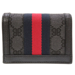 新品同様 グッチ × バレンシアガ ザ ハッカー キャンバス レザー グレー 680385 二つ折り財布 財布 黒 0146 【中古】 GUCCI
