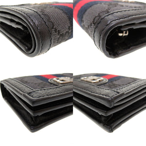 新品同様 グッチ × バレンシアガ ザ ハッカー キャンバス レザー グレー 680385 二つ折り財布 財布 黒 0146 【中古】 GUCCI