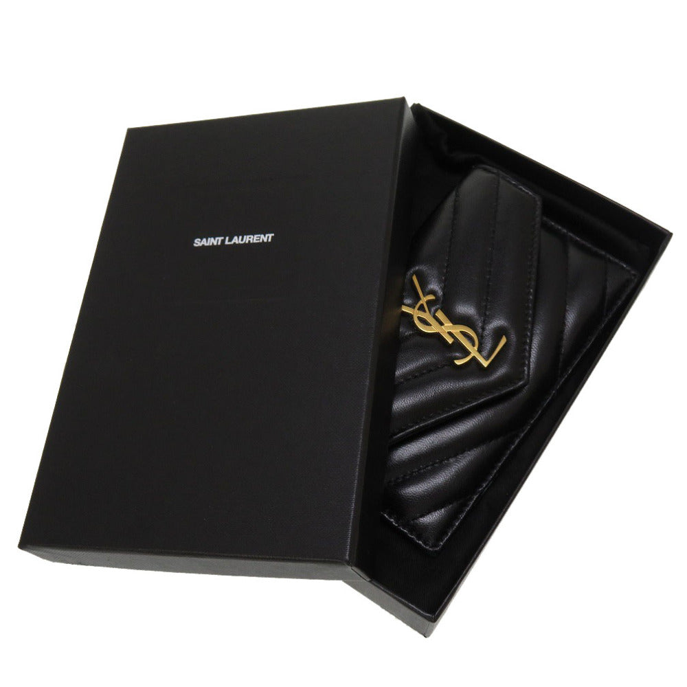 美品 サンローラン パリ レザー ブラック ゴールド金具 612 808 コインケース カードケース 黒 0147 【中古】 SAINT LAURENT PARIS