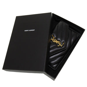 美品 サンローラン パリ レザー ブラック ゴールド金具 612 808 コインケース カードケース 黒 0147 【中古】 SAINT LAURENT PARIS