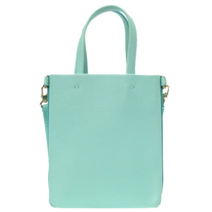 美品 ティファニー ミニ ショッピングトート ティファニーブルー レザー 2WAY ハンドバッグ バッグ 0160 【中古】 TIFFANY&Co.