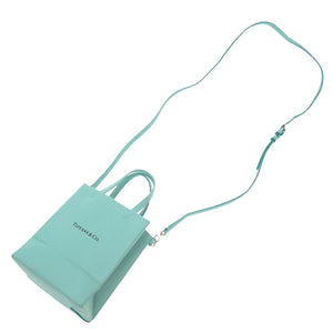 美品 ティファニー ミニ ショッピングトート ティファニーブルー レザー 2WAY ハンドバッグ バッグ 0160 【中古】 TIFFANY&Co.