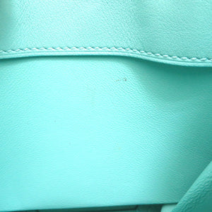 美品 ティファニー ミニ ショッピングトート ティファニーブルー レザー 2WAY ハンドバッグ バッグ 0160 【中古】 TIFFANY&Co.