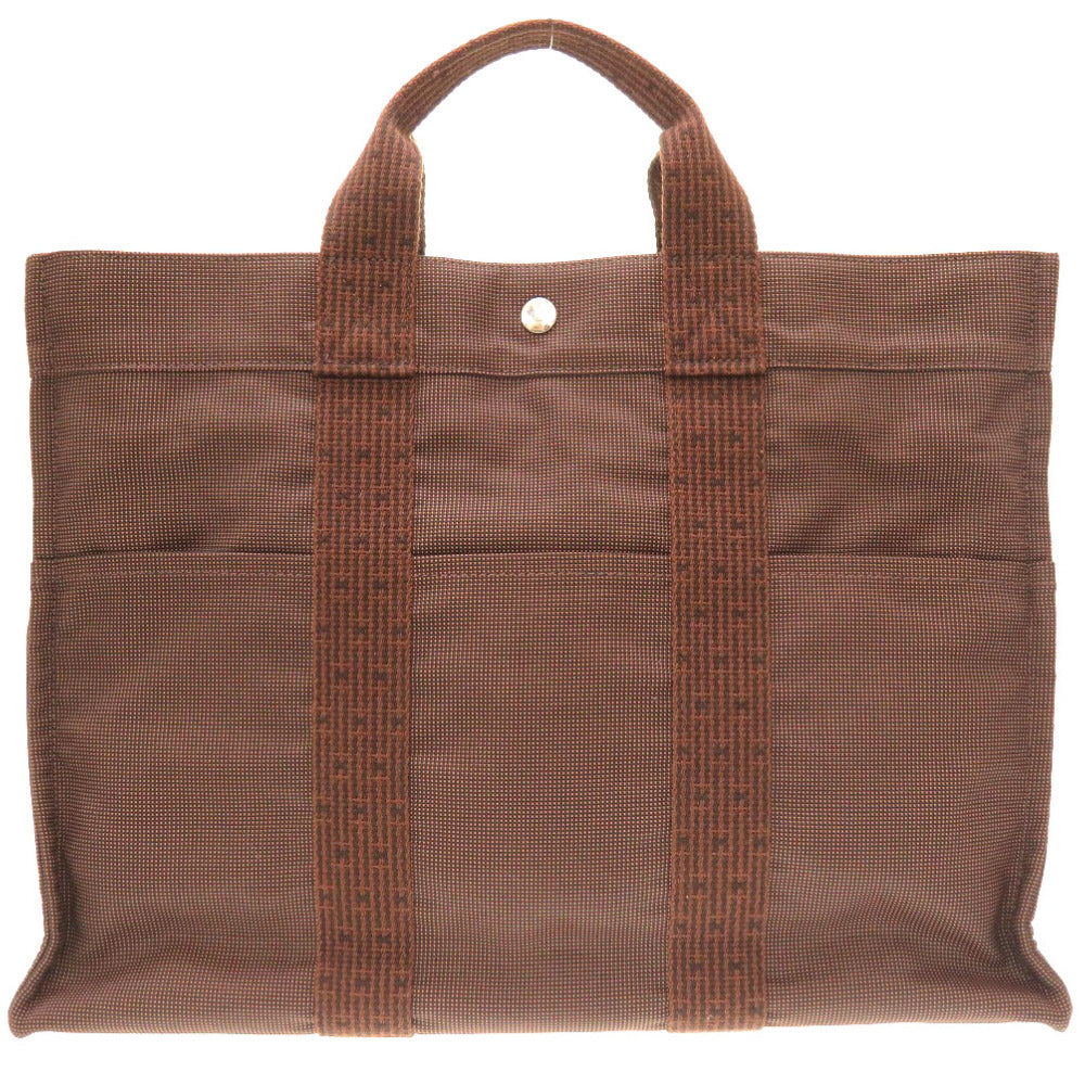 美品 エルメス エールライン トート MM キャンバス ブラウン トートバッグ バッグ 茶 0167 【中古】 HERMES メンズ