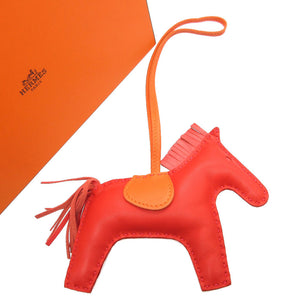 美品 エルメス ロデオチャームMM アニューミロ ルージュインディアン ローズジャイプール オレンジ バッグチャーム キーホルダー 0177【中古】HERMES