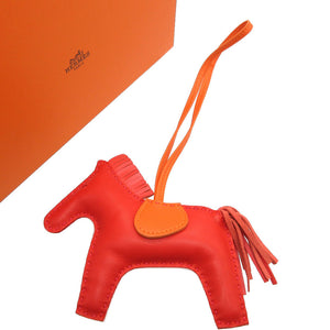 美品 エルメス ロデオチャームMM アニューミロ ルージュインディアン ローズジャイプール オレンジ バッグチャーム キーホルダー 0177【中古】HERMES