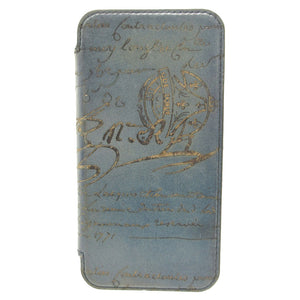 美品 ベルルッティ カリグラフィ 手帳型 ヴェネチアンレザー レザー ブルー 青 スマホケース iPhoneカバー 0001【中古】BERLUTI