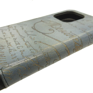 美品 ベルルッティ カリグラフィ 手帳型 ヴェネチアンレザー レザー ブルー 青 スマホケース iPhoneカバー 0001【中古】BERLUTI