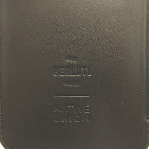 美品 ベルルッティ カリグラフィ 手帳型 ヴェネチアンレザー レザー ブルー 青 スマホケース iPhoneカバー 0001【中古】BERLUTI