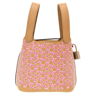 未使用 エルメス ピコタンロック マイクロ ラッキーデイジー ヴォースイフト チャイ ローズ ブラン シルバー金具 U刻印(2022年製) ハンドバッグ バッグ 茶 0007 【中古】 HERMES