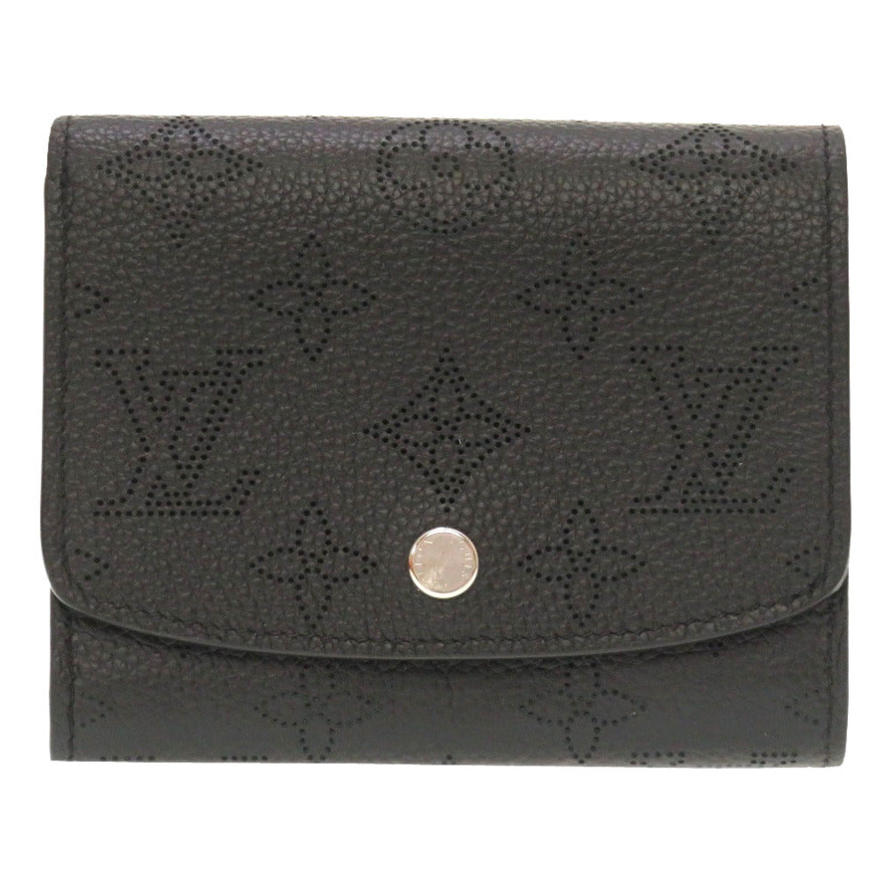 新品同様 ルイ ヴィトン モノグラム マヒナ ポルトフォイユ イリス コンパクト ノワール M62540 ICタグ 三つ折り財布 財布 ブラック 黒 LV 0009 【中古】 LOUIS VUITTON