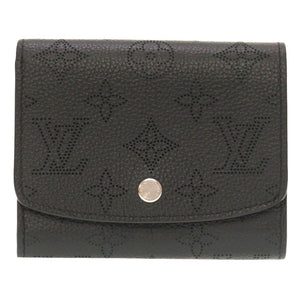 新品同様 ルイ ヴィトン モノグラム マヒナ ポルトフォイユ イリス コンパクト ノワール M62540 ICタグ 三つ折り財布 財布 ブラック 黒 LV 0009 【中古】 LOUIS VUITTON