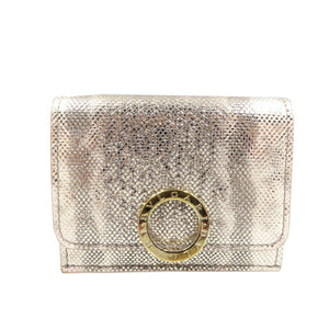 未使用 ブルガリ メタリック カルング ミルキーオパール ブルガリブルガリ 289351 レザー ゴールド金具 三つ折り財布 0011【中古】BVLGARI