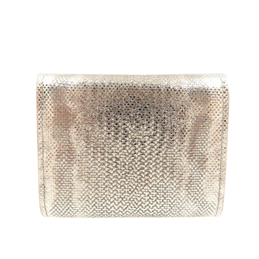 未使用 ブルガリ メタリック カルング ミルキーオパール ブルガリブルガリ 289351 レザー ゴールド金具 三つ折り財布 0011【中古】BVLGARI