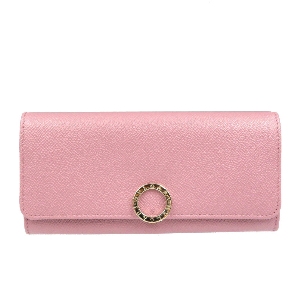 未使用 ブルガリ ロゴクリップ 282870 レザー ゴールド金具 ピンク 長財布 0012【中古】BVLGARI