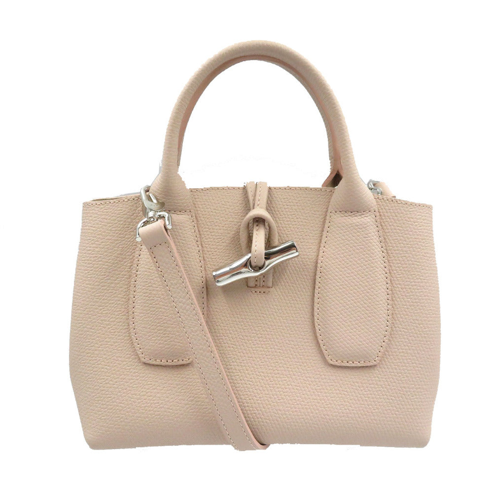 新品同様 ロンシャン ロゾ トップハンドル S 2WAY カーフ シルバー金具 ピンク ハンドバッグ ショルダーバッグ 0014【中古】LONGCHAMP