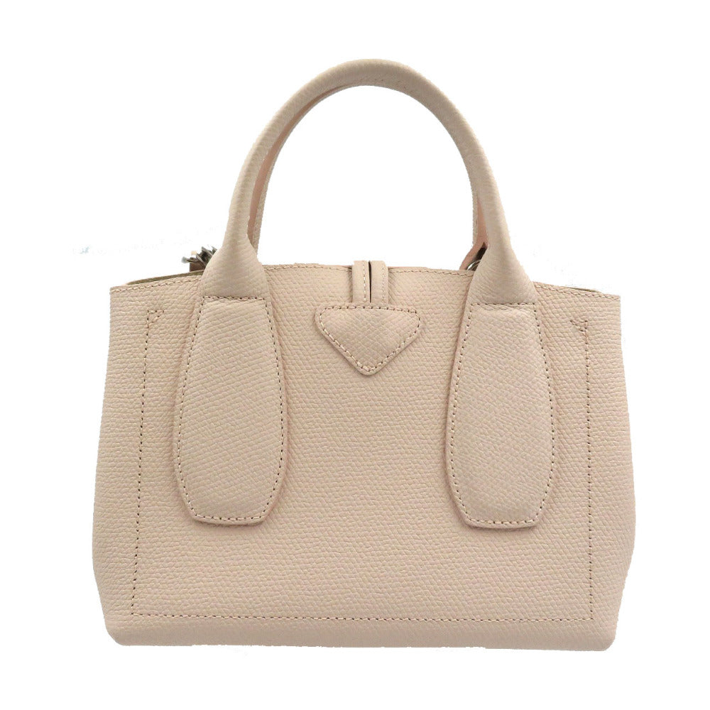 新品同様 ロンシャン ロゾ トップハンドル S 2WAY カーフ シルバー金具 ピンク ハンドバッグ ショルダーバッグ 0014【中古】LONGCHAMP