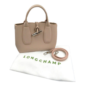 新品同様 ロンシャン ロゾ トップハンドル S 2WAY カーフ シルバー金具 ピンク ハンドバッグ ショルダーバッグ 0014【中古】LONGCHAMP