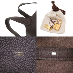 未使用 エルメス ピコタンロックPM トリヨンクレマンス マカサ― ゴールド金具 U刻印(2022年製) ハンドバッグ バッグ 茶 0016 【中古】 HERMES
