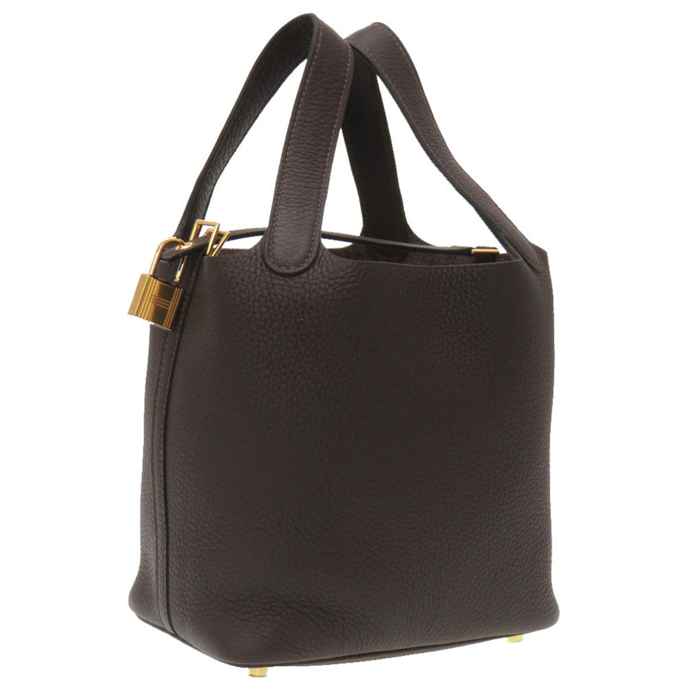 未使用 エルメス ピコタンロックPM トリヨンクレマンス マカサ― ゴールド金具 U刻印(2022年製) ハンドバッグ バッグ 茶 0016 【中古】 HERMES