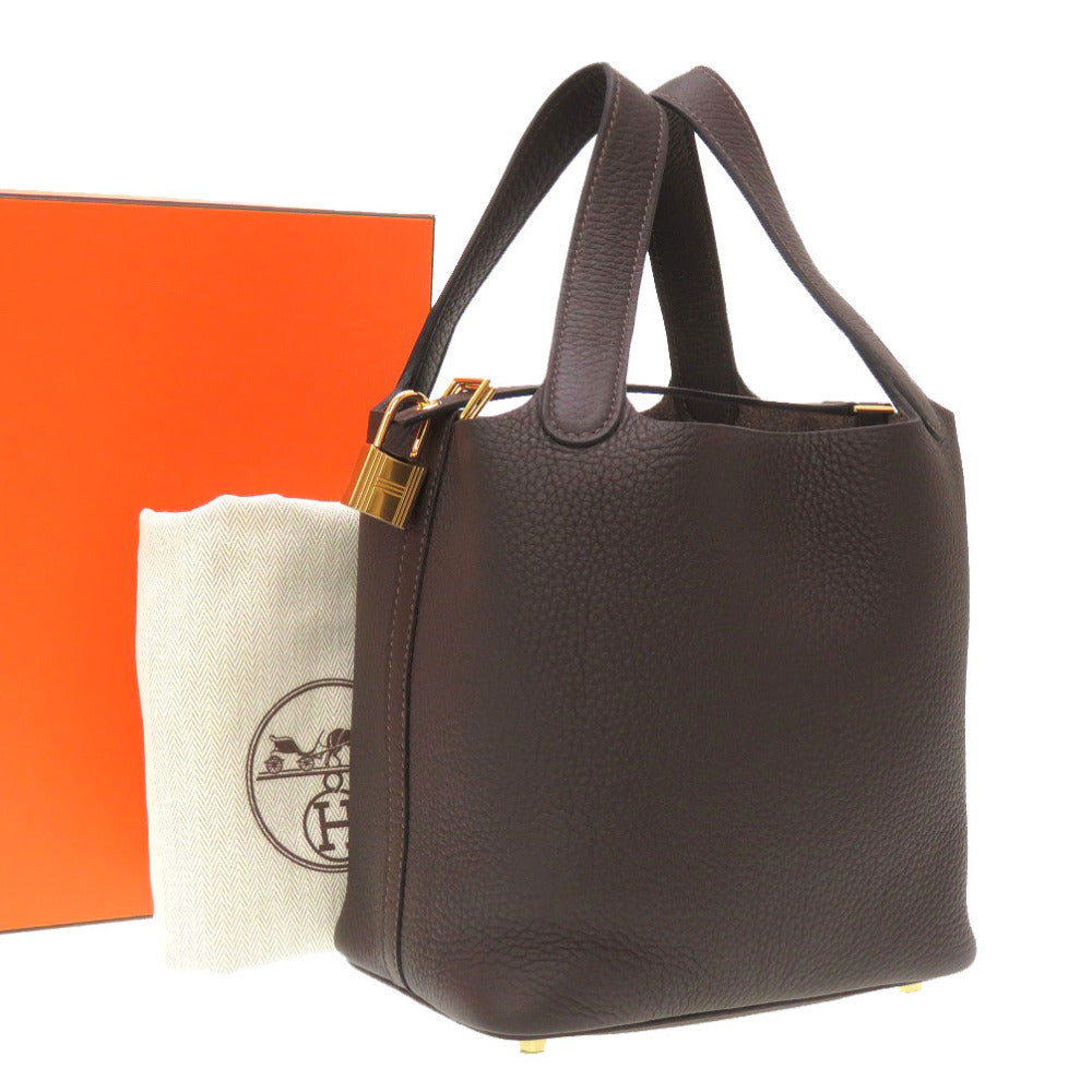 未使用 エルメス ピコタンロックPM トリヨンクレマンス マカサ― ゴールド金具 U刻印(2022年製) ハンドバッグ バッグ 茶 0016 【中古】 HERMES