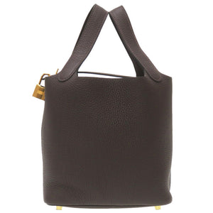 未使用 エルメス ピコタンロックPM トリヨンクレマンス マカサ― ゴールド金具 U刻印(2022年製) ハンドバッグ バッグ 茶 0016 【中古】 HERMES