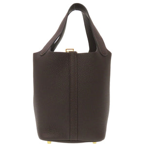 未使用 エルメス ピコタンロックPM トリヨンクレマンス マカサ― ゴールド金具 U刻印(2022年製) ハンドバッグ バッグ 茶 0016 【中古】 HERMES