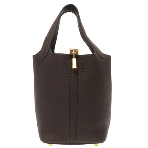 未使用 エルメス ピコタンロックPM トリヨンクレマンス マカサ― ゴールド金具 U刻印(2022年製) ハンドバッグ バッグ 茶 0016 【中古】 HERMES