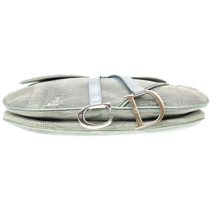 クリスチャン ディオール サドルバッグ レザー ブルー シルバー金具 ハンドバッグ ショルダーバッグ 青 0019 【中古】 Christian Dior