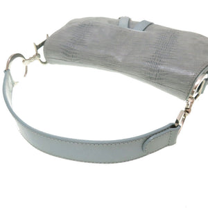 クリスチャン ディオール サドルバッグ レザー ブルー シルバー金具 ハンドバッグ ショルダーバッグ 青 0019 【中古】 Christian Dior