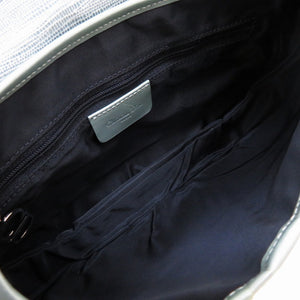 クリスチャン ディオール サドルバッグ レザー ブルー シルバー金具 ハンドバッグ ショルダーバッグ 青 0019 【中古】 Christian Dior